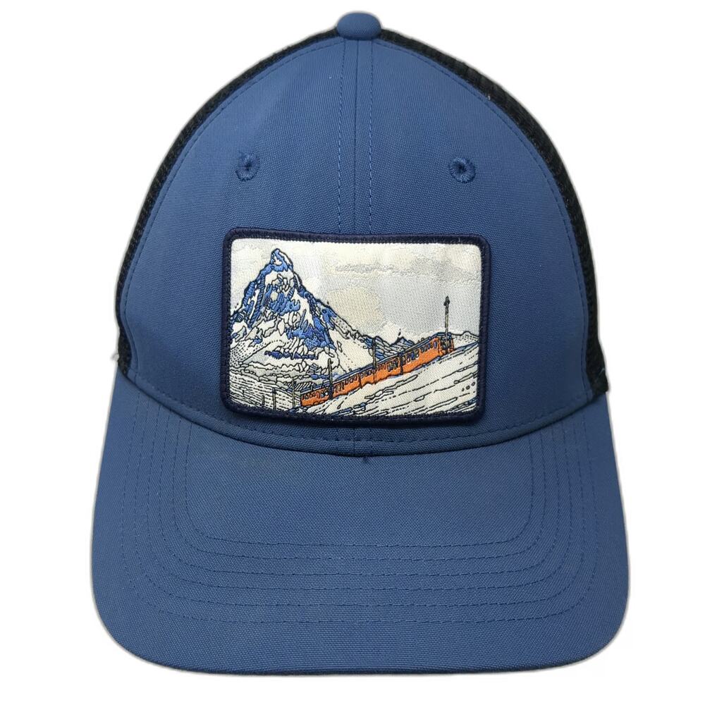 Sunday Afternoons Blue Trucker Hat One Size Mountain Train Mesh Patch Snapback